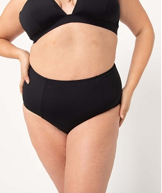 GEMO Bas de maillot de bain femme grande taille à taille haute Noir