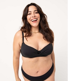GEMO Haut de maillot de bain femme grande taille emboitant et drapé noir standard