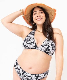 GEMO Haut de maillot de bain femme grande taille forme triangle foulard Multicolore