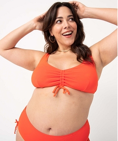 GEMO Haut de maillot de bain femme grande taille en maille texturée rouge standard