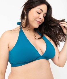 GEMO Haut de maillot de bain femme grande taille forme triangle bleu standard