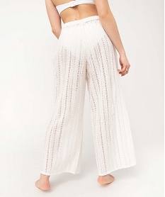 pantalon de plage femme ample en crochet blanc vetements de plageI050101_3