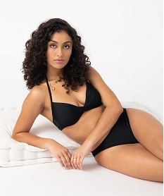 GEMO Haut de maillot de bain femme forme corbeille effet drapé noir standard