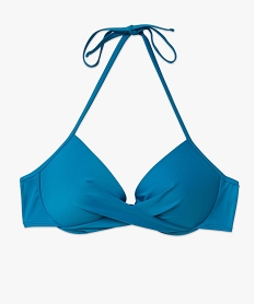haut de maillot de bain femme forme corbeille effet drape bleuI050801_4