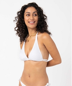 GEMO Haut de maillot de bain femme forme triangle en dentelle argente