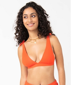 haut de bain femme triangle en maille texturee orangeI051201_1