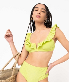 GEMO Haut de maillot de bain femme forme triangle à volant vert standard