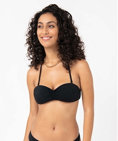 haut de maillot de bain femme forme bandeau avec bretelles amovibles noirI052001_1