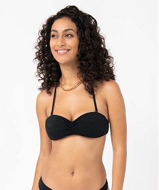 haut de maillot de bain femme forme bandeau avec bretelles amovibles noir haut de maillots de bainI052001_1