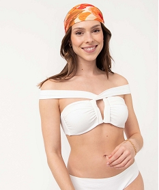 GEMO Haut de maillot de bain femme bandeau tour de cou Blanc