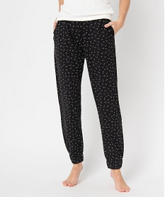 GEMO Pantalon de pyjama imprimé avec bas élastiqué femme Noir