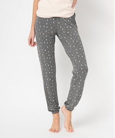 pantalon de pyjama femme en maille fine avec bas resserre grisI053801_1