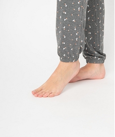 pantalon de pyjama femme en maille fine avec bas resserre gris bas de pyjamaI053801_2