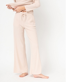 GEMO Bas de pyjama large en maille côtelée extra douce femme beige chine