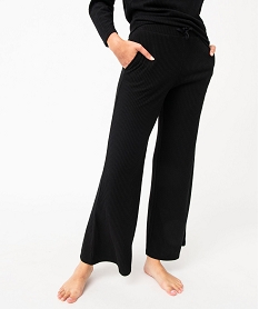 GEMO Bas de pyjama large en maille côtelée extra douce femme noir standard