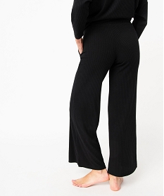 bas de pyjama femme large en maille cotelee extra douce noir bas de pyjamaI054101_3