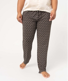 GEMO Pantalon de pyjama femme grande taille en jersey imprimé Imprimé
