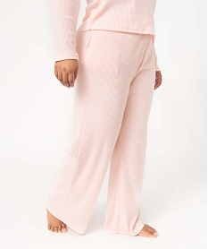GEMO Pantalon d’intérieur femme grande taille en maille côtelée rose chine