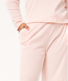 pantalon d’interieur femme grande taille en maille cotelee rose bas de pyjamaI054601_2