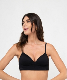 brassiere push-up en maille cotelee a fines bretelles noirI056501_1