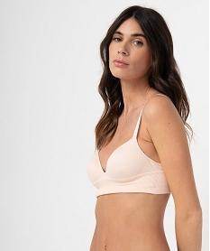 GEMO Brassière push-up en maille côtelée à fines bretelles Rose