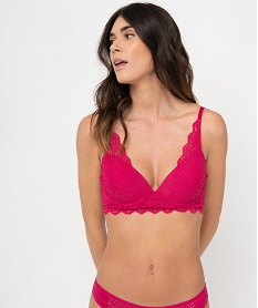 GEMO Soutien-gorge corbeille effet push-up en dentelle rose vif