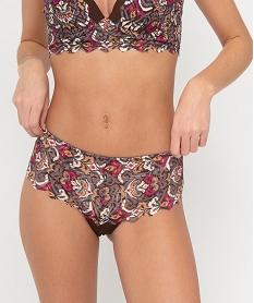 GEMO Tanga femme en dentelle à motifs fleuris Imprimé