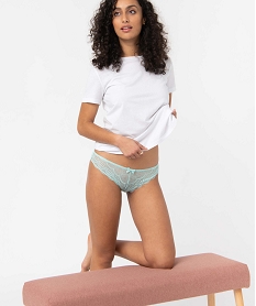 GEMO Culotte femme en microfibre et dentelle (lot de 2) bleu standard