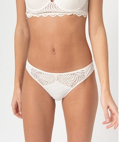GEMO Culotte femme en dentelle et microfibre blanc chine