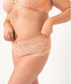 GEMO String femme grande taille en dentelle taille haute Orange