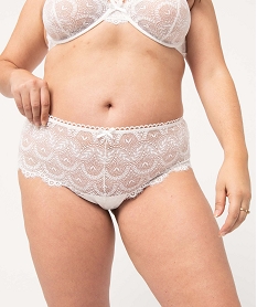 GEMO String femme grande taille en dentelle taille haute Blanc