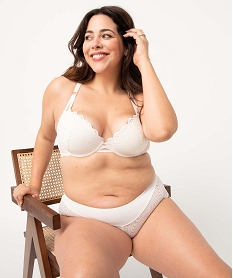 GEMO Shorty femme grande taille en dentelle et microfibre Beige