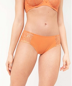 GEMO Shorty femme en microfibre et dentelle orange standard