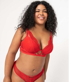 GEMO Soutien-gorge femme grande taille emboîtant à découpes fantaisie Rouge