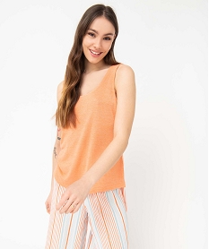 GEMO Débardeur de nuit femme en maille viscose flammée souple Orange