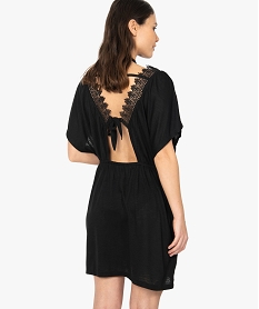 robe de plage femme avec col v et broderies noir vetements de plageI068201_3