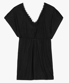 robe de plage femme avec col v et broderies noir vetements de plageI068201_4