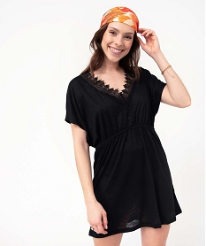 robe de plage femme avec col en dentelle noir vetements de plageI068501_1