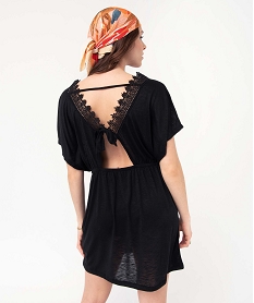 robe de plage femme avec col en dentelle noir vetements de plageI068501_3