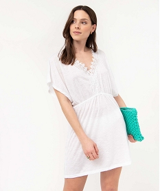 robe de plage femme avec col en dentelle blanc vetements de plageI068601_1