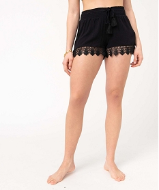 GEMO Short de plage avec finitions brodées femme Noir