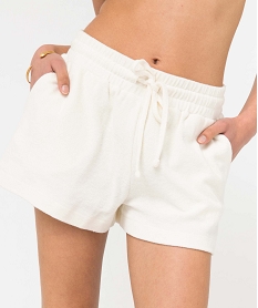 short de plage femme en eponge avec taille elastique beigeI069601_1