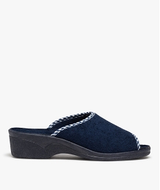 GEMO Chaussons femme mules confort compensées à bout ouvert Bleu