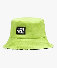 GEMO Chapeau bob réversible avec bords sans coutures garçon vert standard