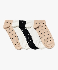 GEMO Chaussettes ultra-courtes à pois femme (lot de 5 paires) beige chine