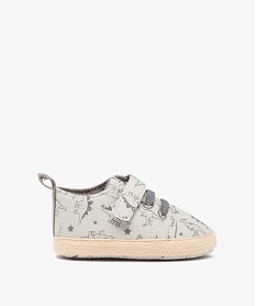 GEMO Chaussons de naissance bébé garçon en toile dinosaures kaki standard