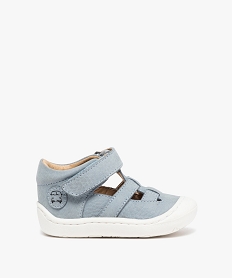 GEMO Sandales premiers pas bébé garçon dessus cuir uni – NA! bleu standard