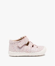 GEMO Sandales premiers pas bébé fille dessus cuir imprimé – NA! rose standard