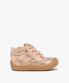 GEMO Chaussures premiers pas bébé fille dessus cuir métallisé – NA! rose standard