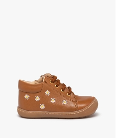 bottillons premiers pas bebe fille dessus cuir a fleurs – na! orangeI083401_1